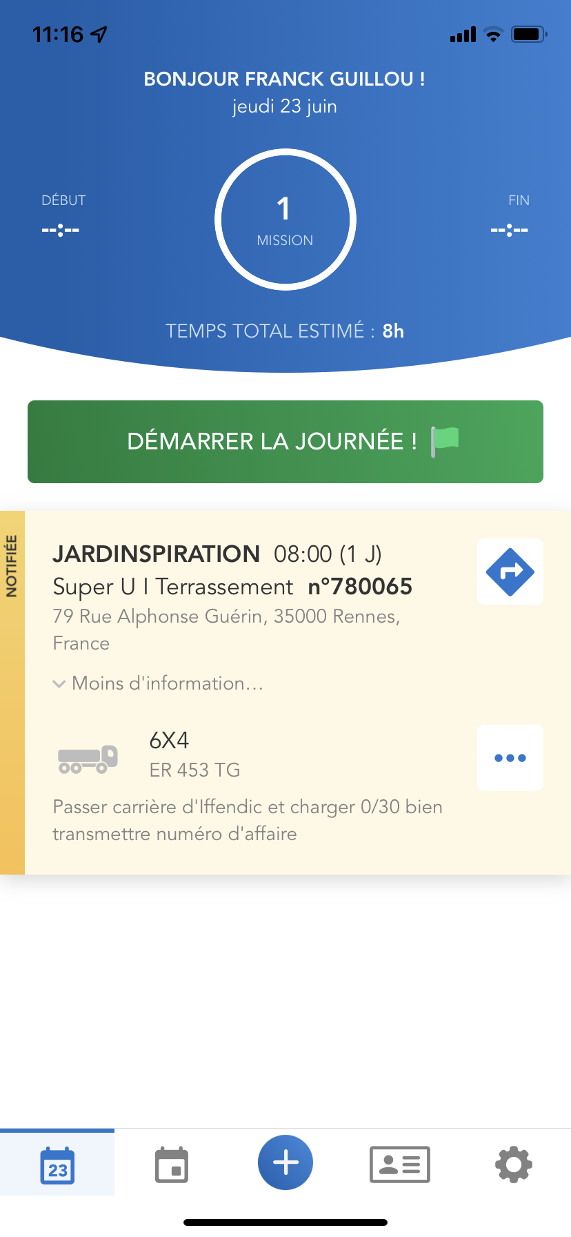 écran app mobile matos