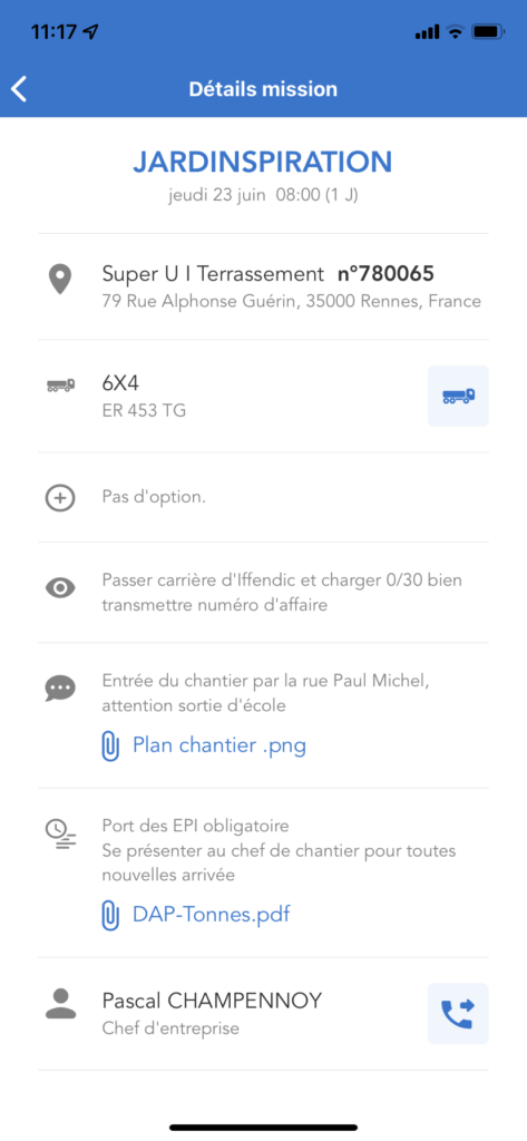 détails mission chantier